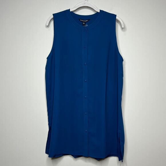 NWT 41 Hawthorn Blue Sleeveless Button Front Shirt Size L Stitch Fix - Picture 1 of 9